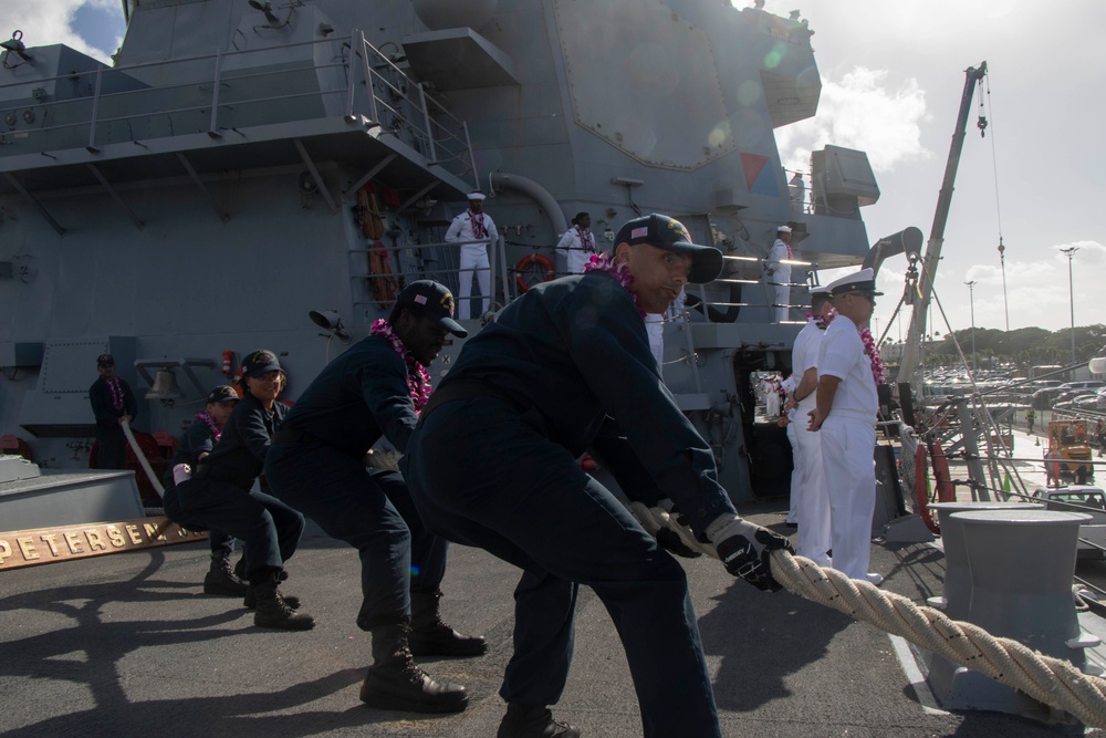 Frank E. Petersen Jr. pulls into Pearl Harbor