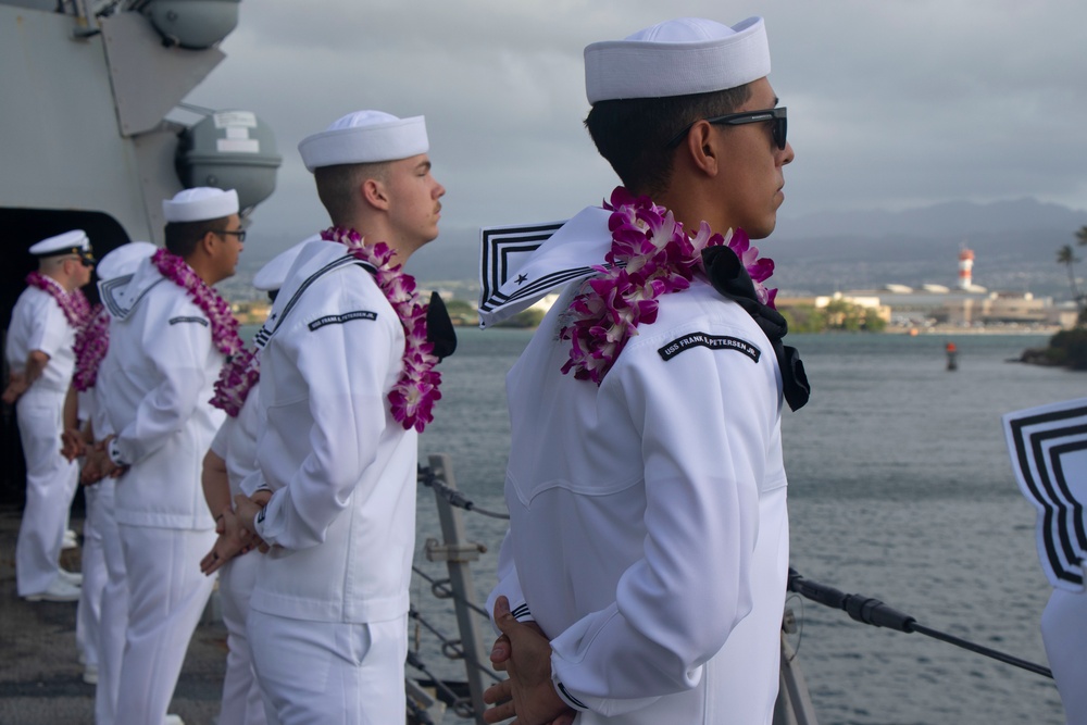 Frank E. Petersen Jr. pulls into Pearl Harbor