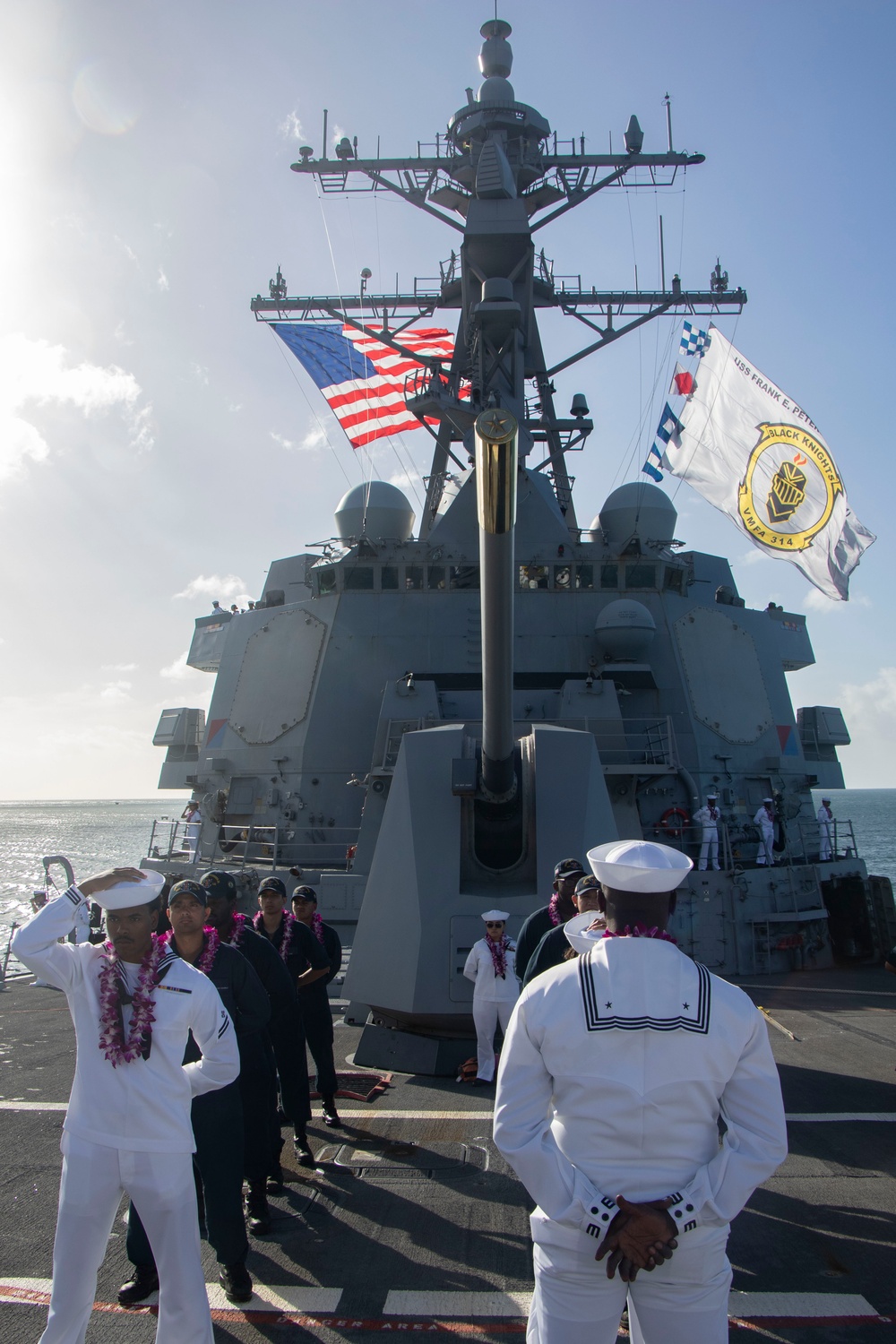 Frank E. Petersen Jr. pulls into Pearl Harbor