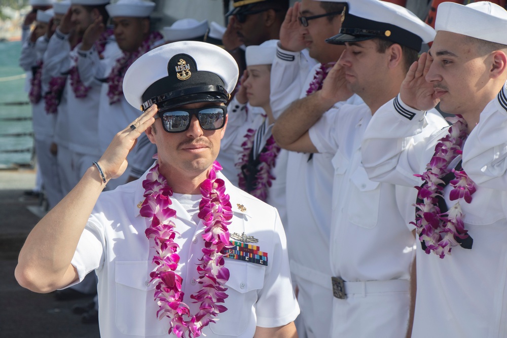 Frank E. Petersen Jr. pulls into Pearl Harbor