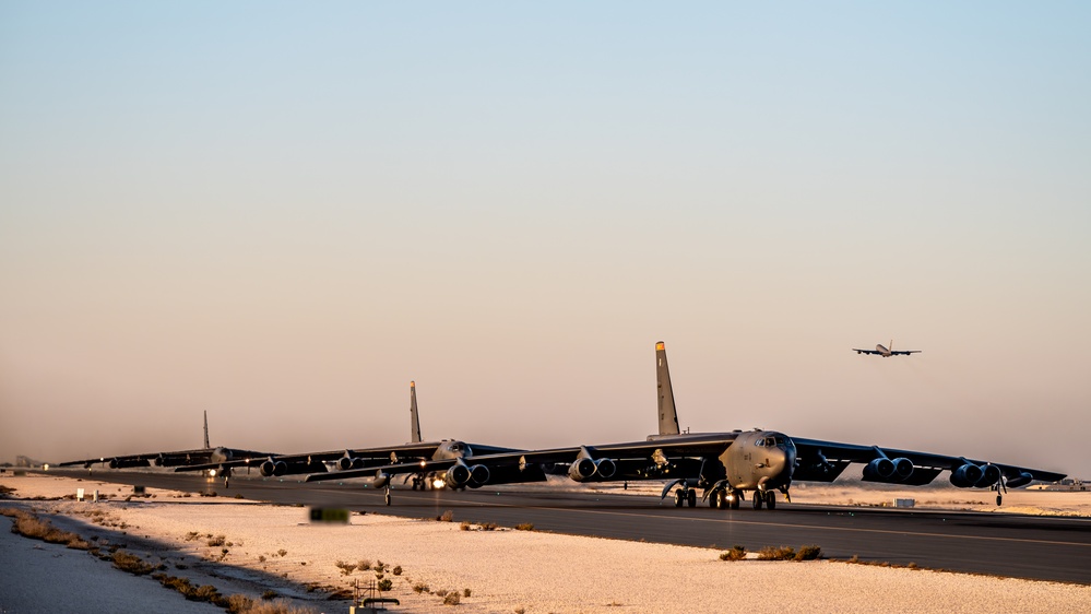 Three B-52H Stratofortresses conduct operations within the CENTCOM AOR