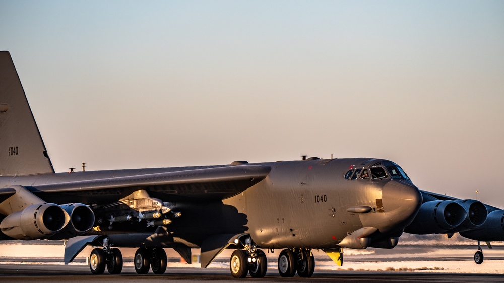 Three B-52H Stratofortresses conduct operations within the CENTCOM AOR