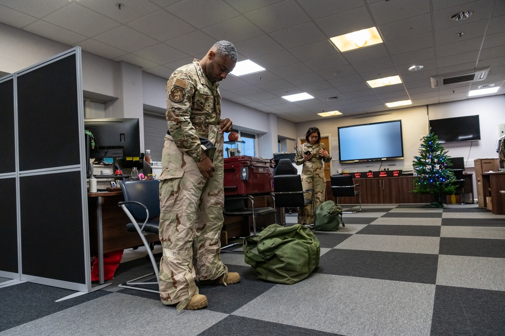 100th OSS practices using MOPP gear