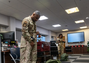 100th OSS practices using MOPP gear