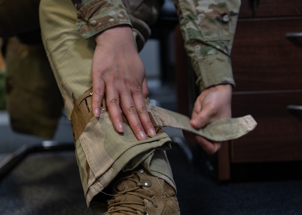 100th OSS practices using MOPP gear