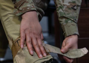 100th OSS practices using MOPP gear