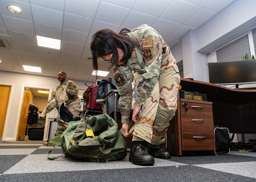 100th OSS practices using MOPP gear