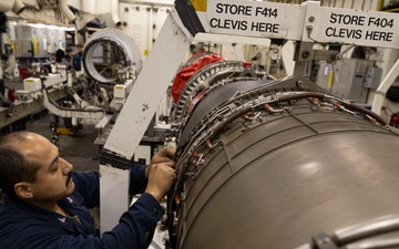 USS Gerald R. Ford (CVN 78) Sailor conducts engine maintenance