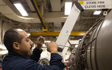 USS Gerald R. Ford (CVN 78) Sailor conducts engine maintenance