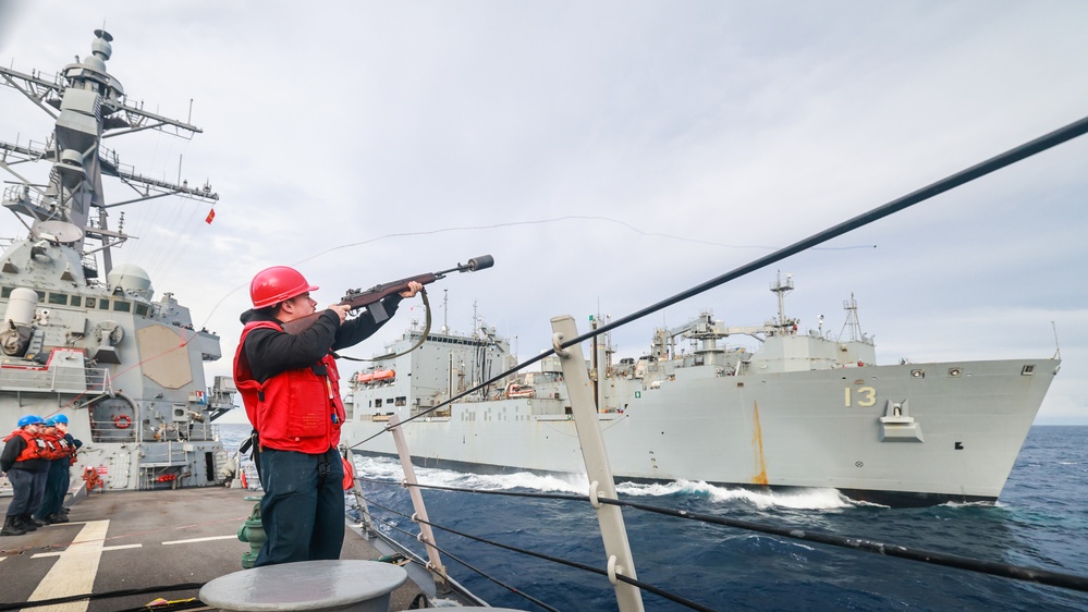 USS Bulkeley conducts a Replenishment at Sea