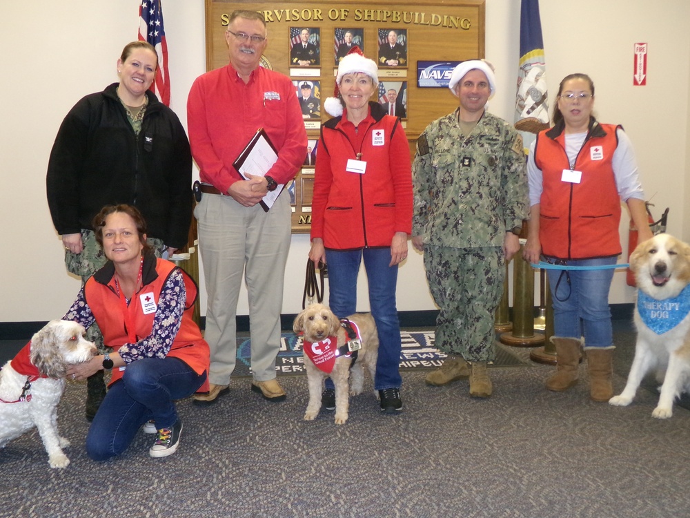 The American Red Cross Therapy Dogs Bring Joy to SUPSHIP Newport News