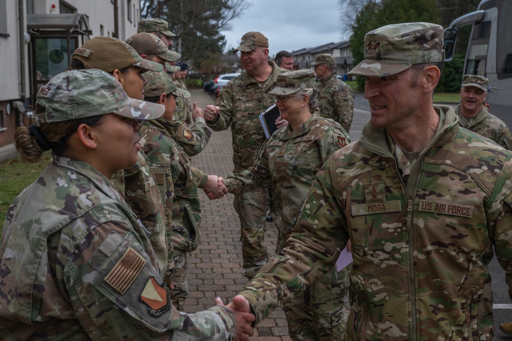 Third AF command team connects with 86 AW Airmen to learn missions