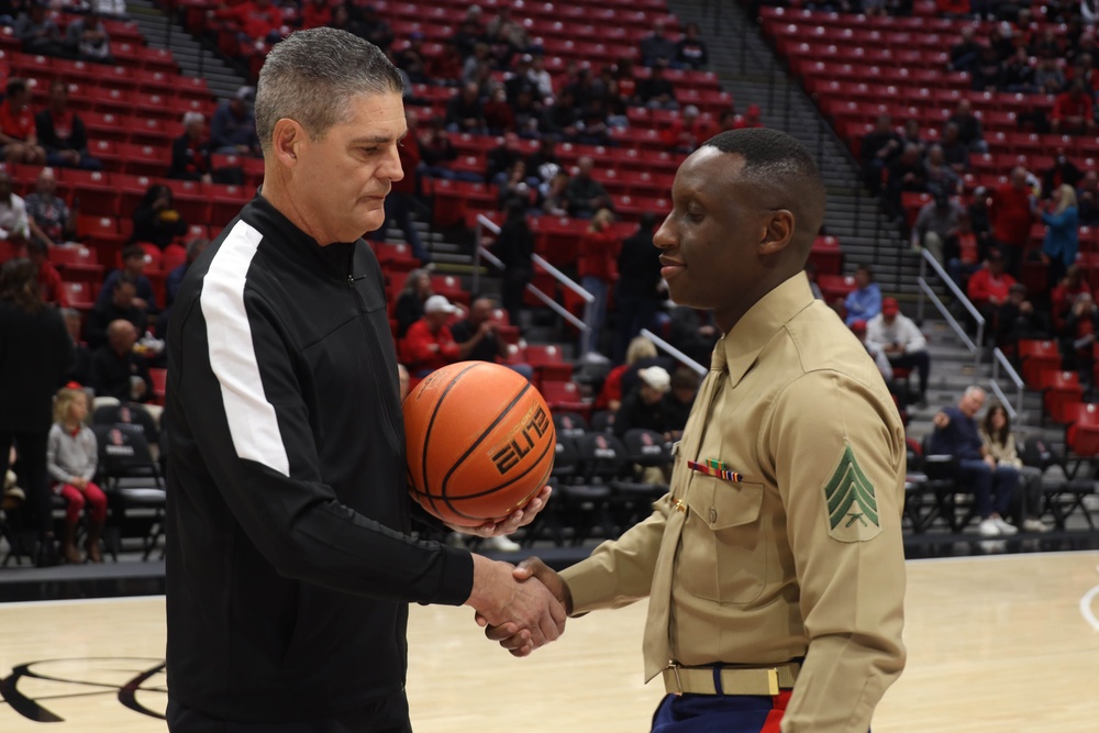 Marine Recognized at San Diego State Aztecs Men's Basketball Game