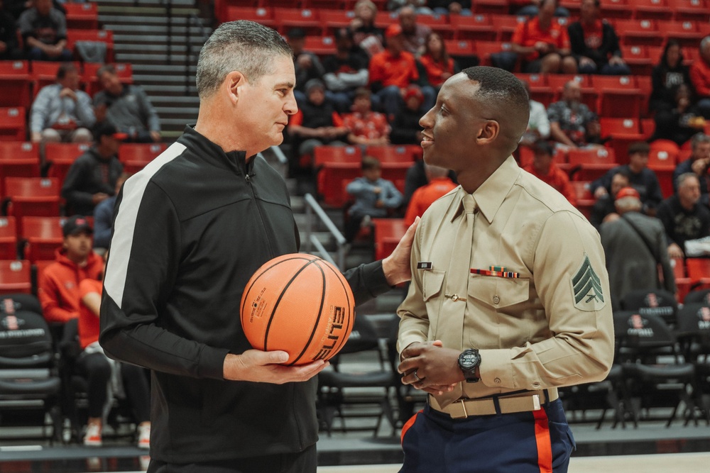 Marine Recognized at San Diego State Aztecs Men's Basketball Game