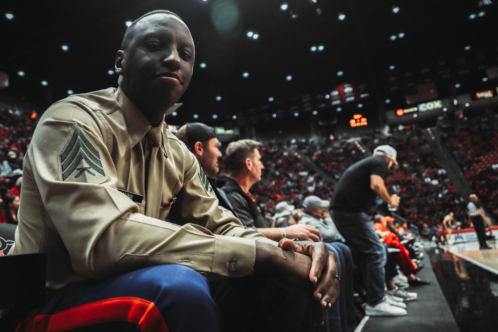 Marine Recognized at San Diego State Aztecs Men's Basketball Game