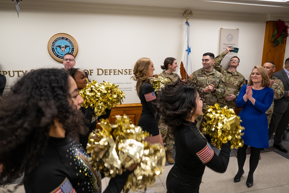 Deputy Secretary Hicks observes go Army beat Navy spirit rally