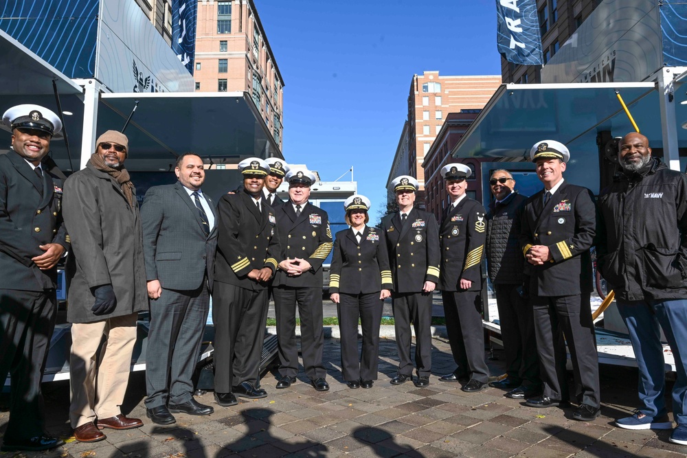 A commissioning ceremony for The Strike Group is held at the U.S. Navy Memorial Plaza