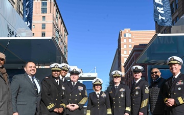 A commissioning ceremony for The Strike Group is held at the U.S. Navy Memorial Plaza