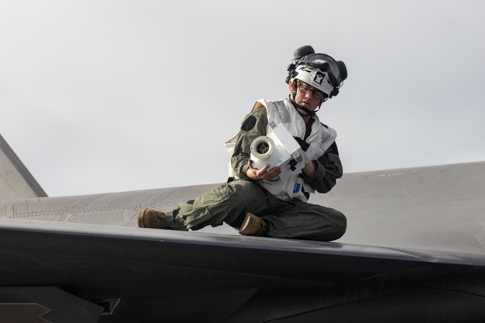 Steel Knight 24: VMFA-211 performs maintenance on the flight deck