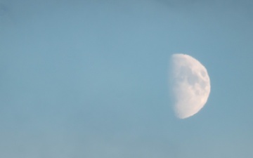 Moon rises over an Alaskan Cold War relic