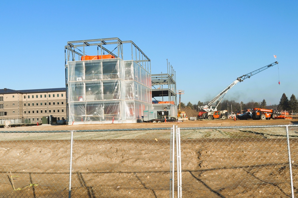 December 2024 construction operations for Fort McCoy East Barracks Project