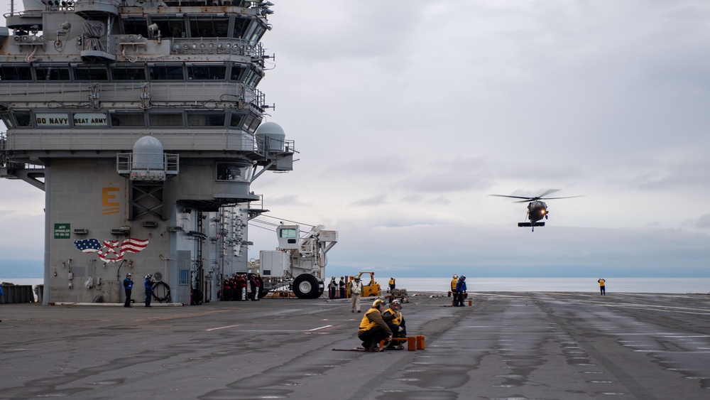 USS Ronald Reagan (CVN 76) conducts joint flight deck operations with the U.S. Army