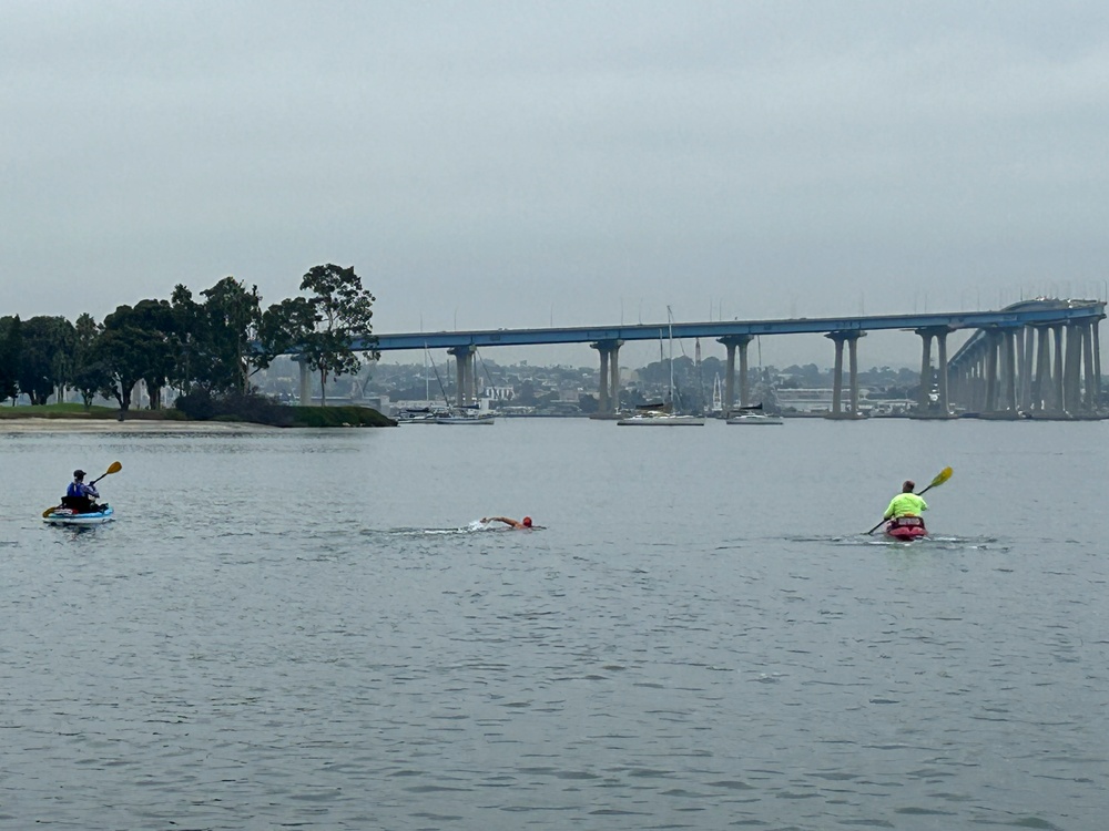 USS Carl Vinson (CVN 70) Sailor Swims Around Coronado Island