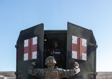 U.S. Navy corpsmen conduct mass casualty evacuation drill during Steel Knight 24