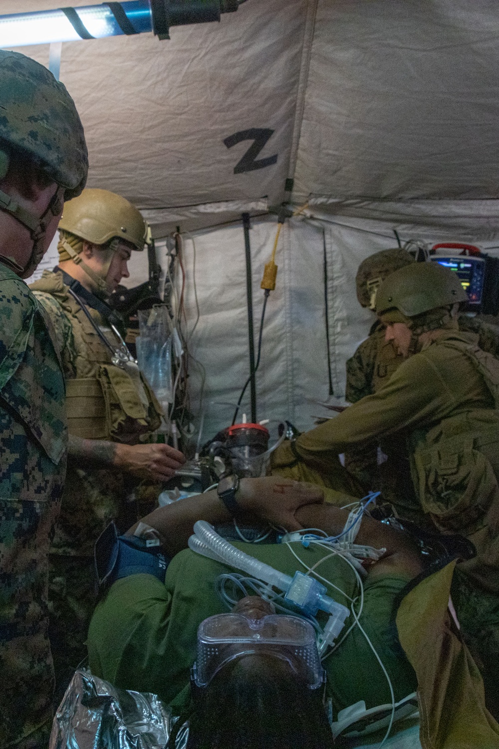 U.S. Navy corpsmen conduct mass casualty evacuation drill during Steel Knight 24