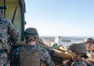 U.S. Navy corpsmen conduct mass casualty evacuation drill during Steel Knight 24