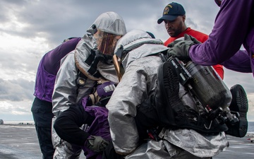 Flight Deck Fire Drill aboard USS America (LHA 6)