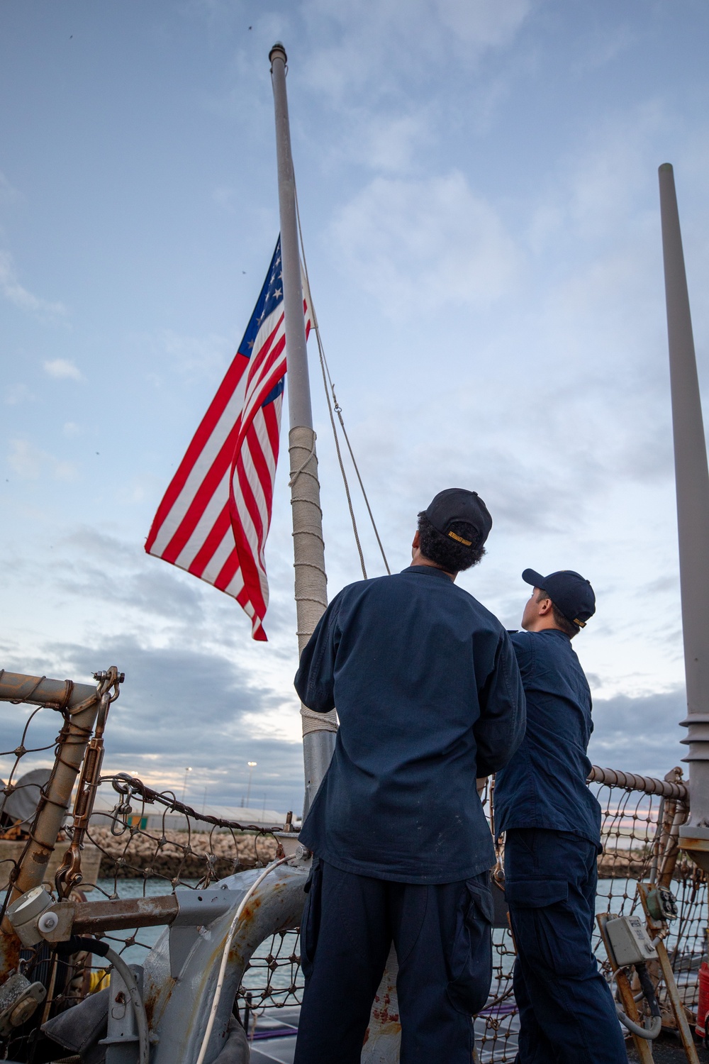 Evening Colors aboard the USS Cole