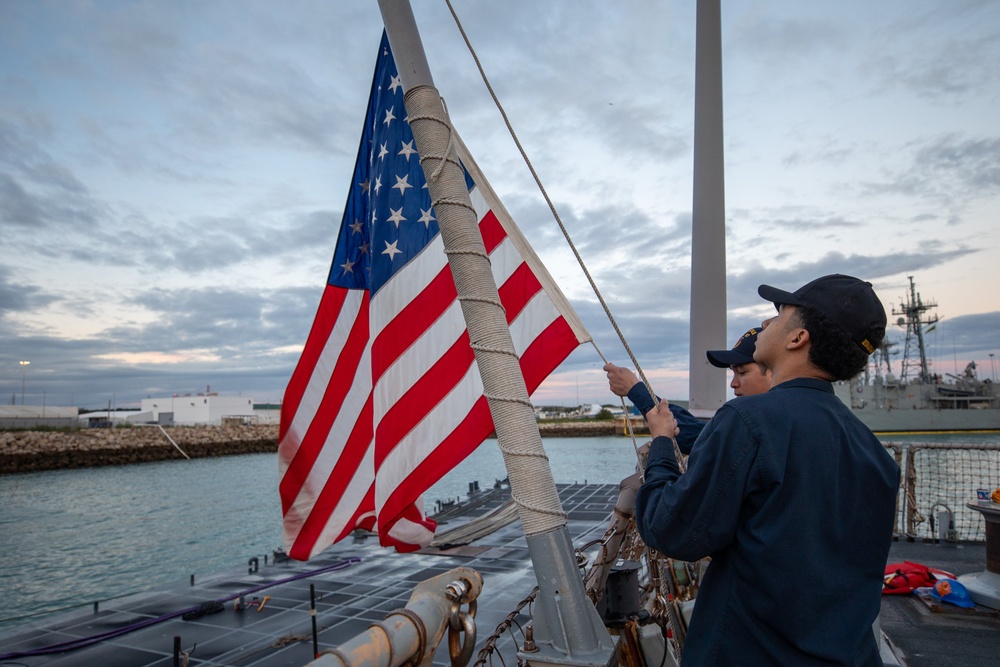 Evening Colors aboard the USS Cole