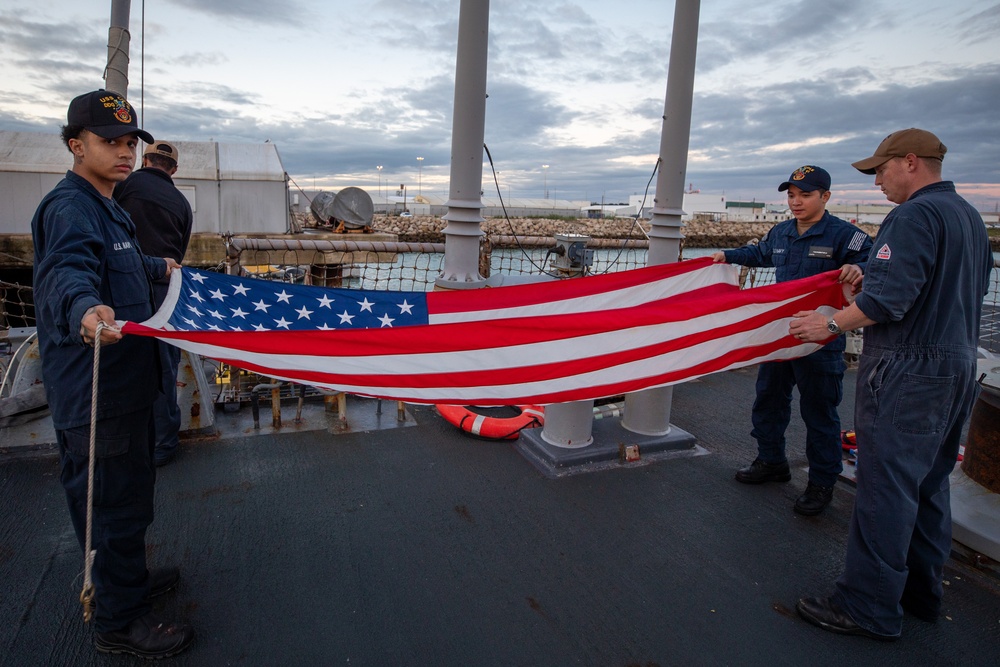 Evening Colors aboard the USS Cole