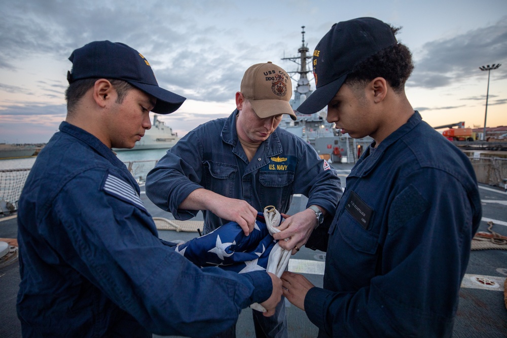 Evening Colors aboard the USS Cole