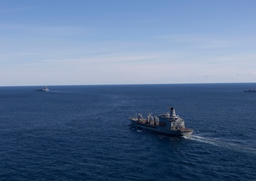 USS Gerald R. Ford (CVN 78) conducts RAS with USNS Harvey Milk (T-AO 206)