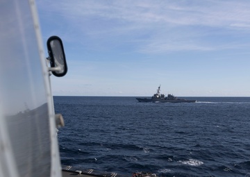USS Gerald R. Ford (CVN 78) conducts RAS with USNS Harvey Milk (T-AO 206)