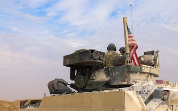 Coalition Forces Secure Perimeter with M2A3 Bradley Fighting Vehicles