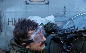 Marines, contractors clean MAG-36 aircraft