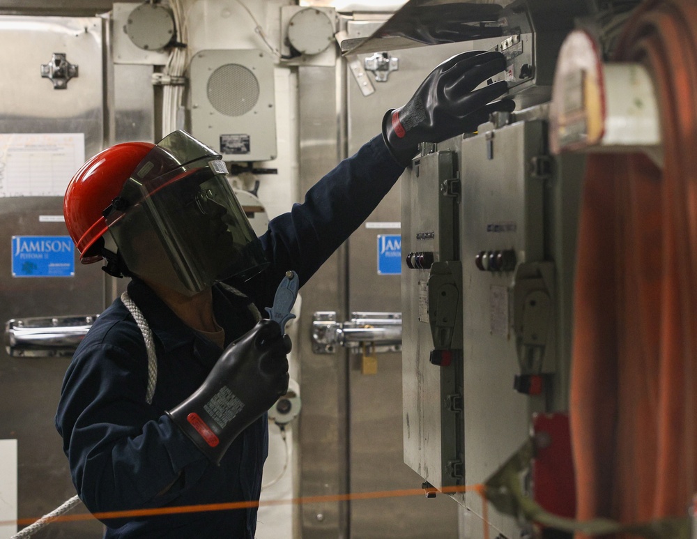 USS William P. Lawrence conducts routine operations as part of the Carl Vinson Carrier Strike Group