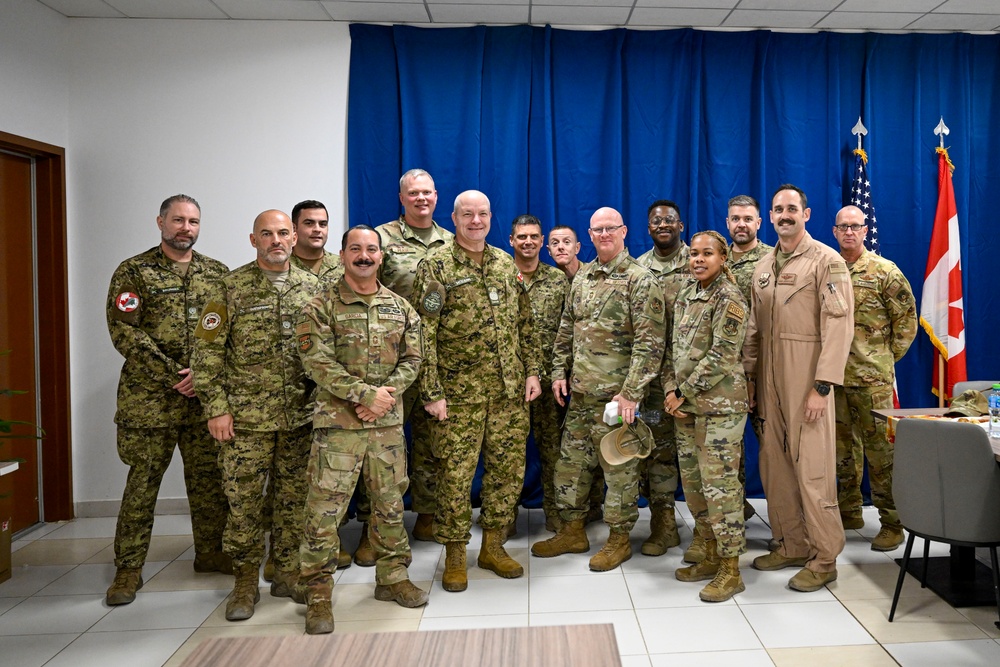 Canadian Armed Forces Chief Warrant Officer shares lunch with USAF, CAF leaders