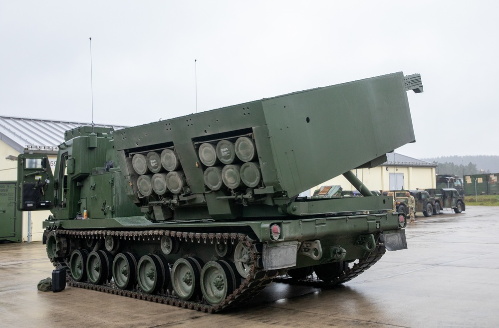 41st Field Artillery Brigade conducts maintenance on M270A2 Multiple Launch Rocket System