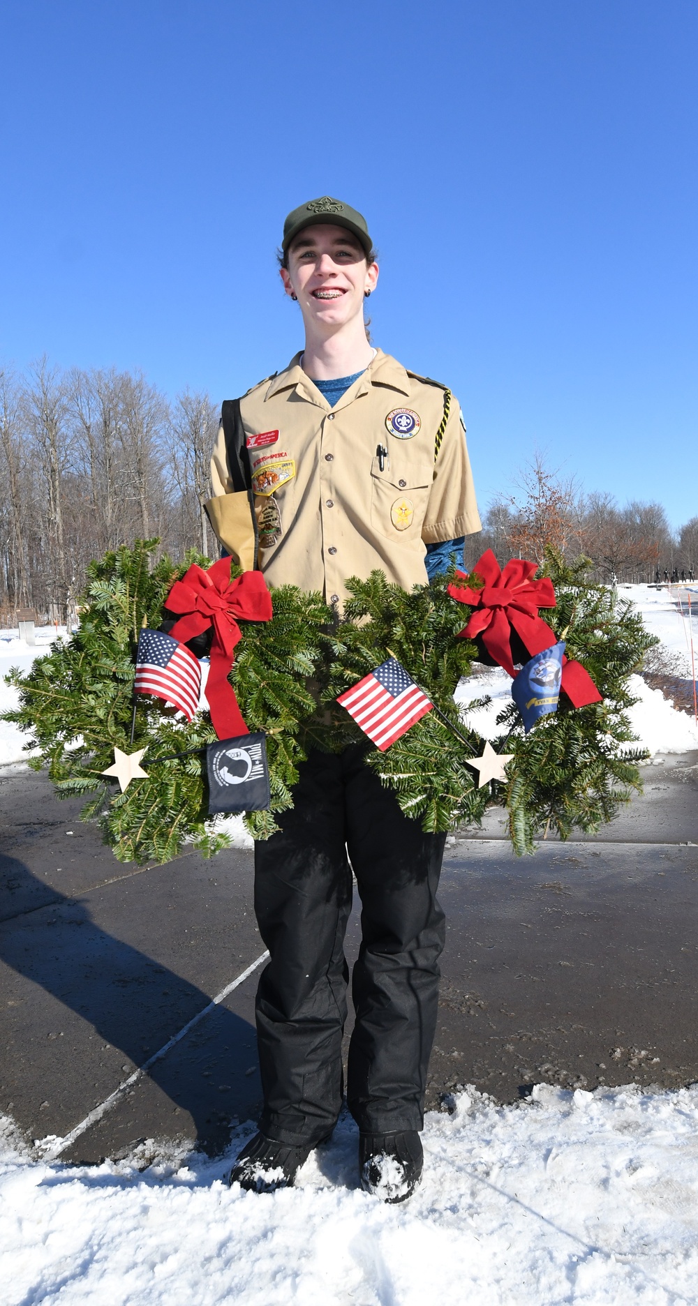 Scouts honor veterans with Wreaths Across America at Fort Drum