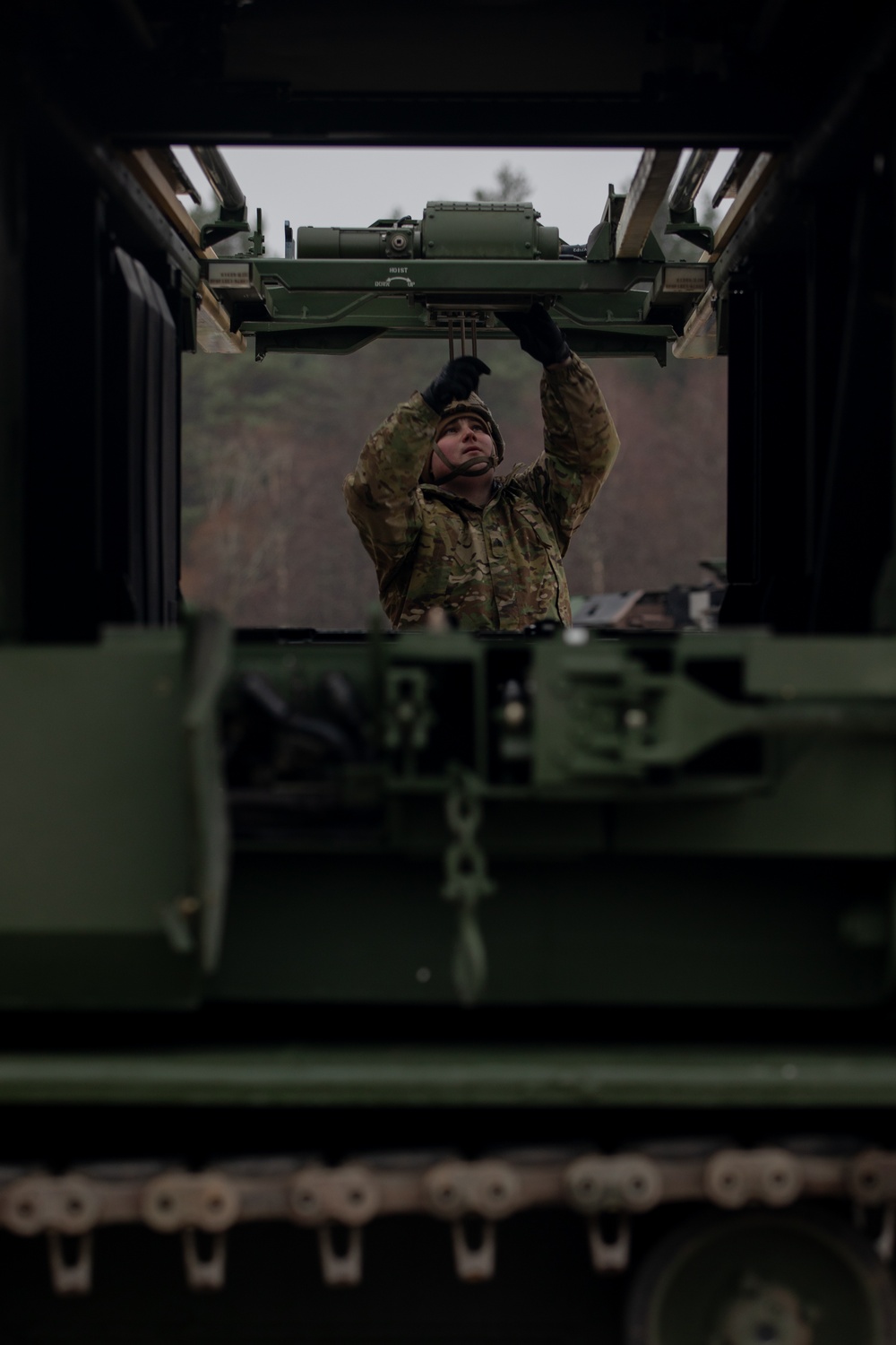 41st Field Artillery Brigade conducts maintenance on M270A2 Multiple Launch Rocket System