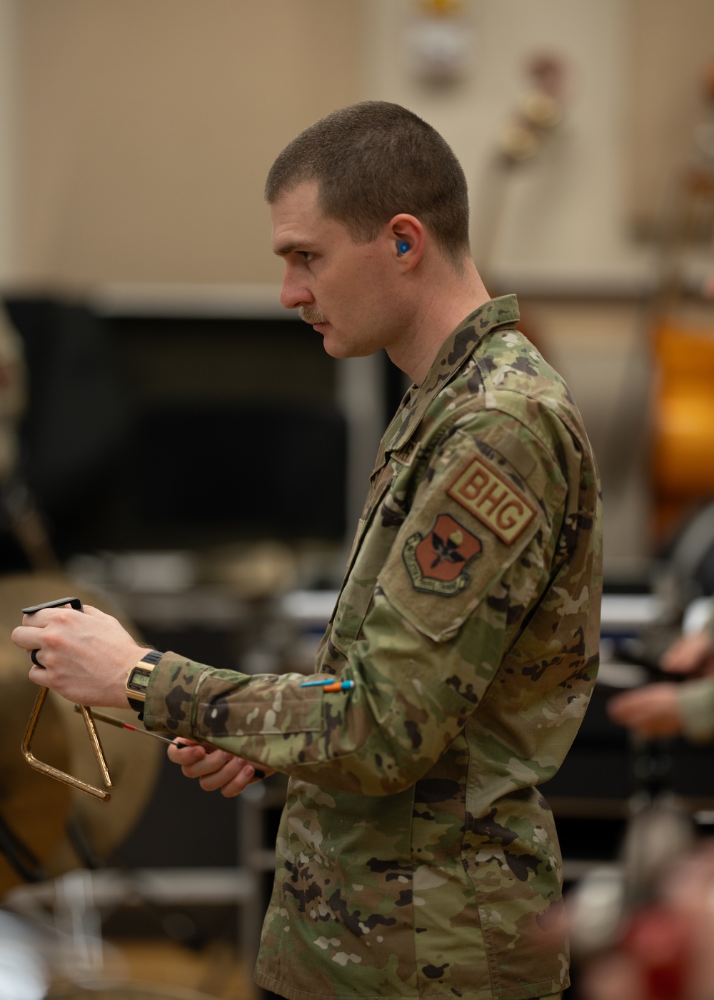 The United States Air Force Band of the West reherses for Holiday in Blue.