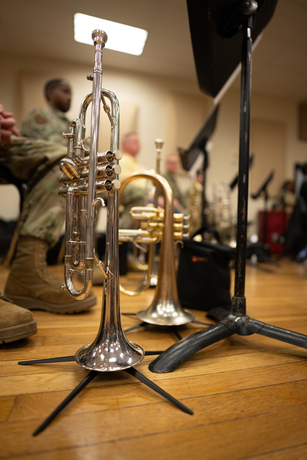 The United States Air Force Band of the West reherses for Holiday in Blue.