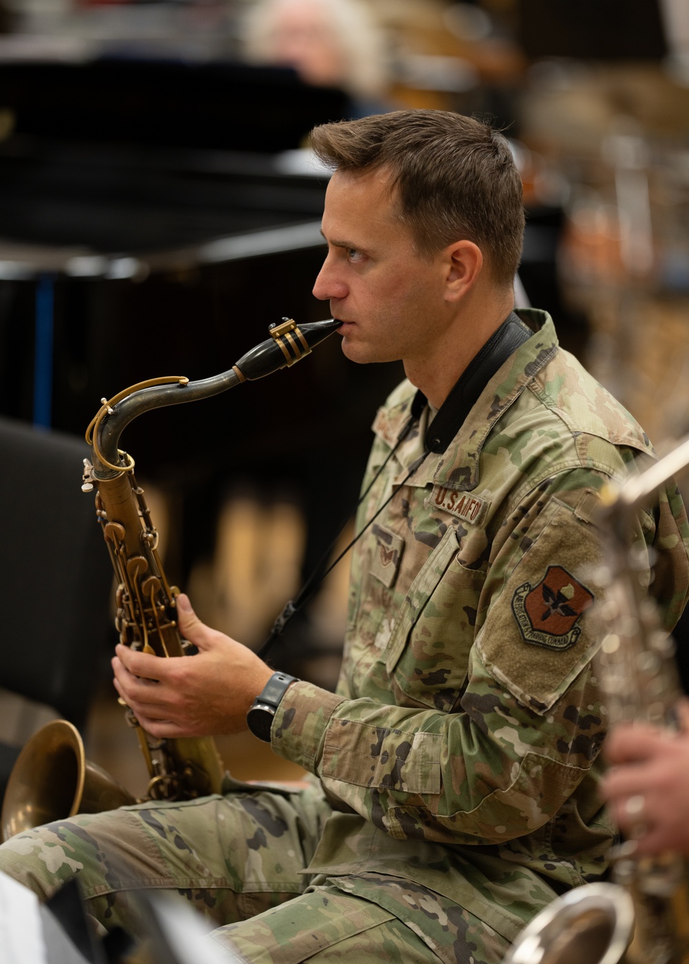 The United States Air Force Band of the West reherses for Holiday in Blue.