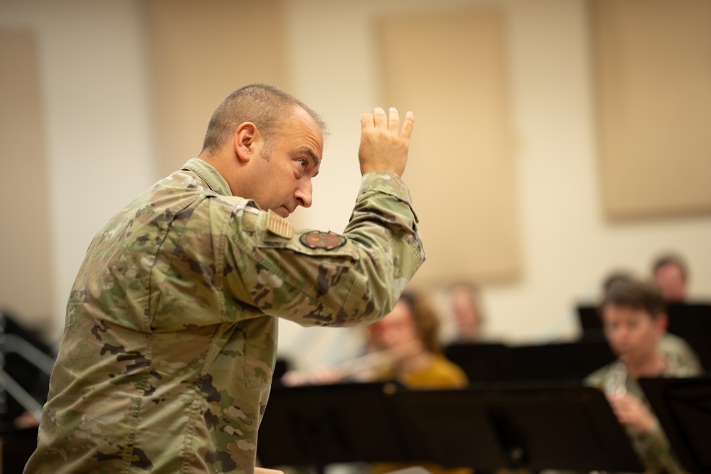 The United States Air Force Band of the West reherses for Holiday in Blue.