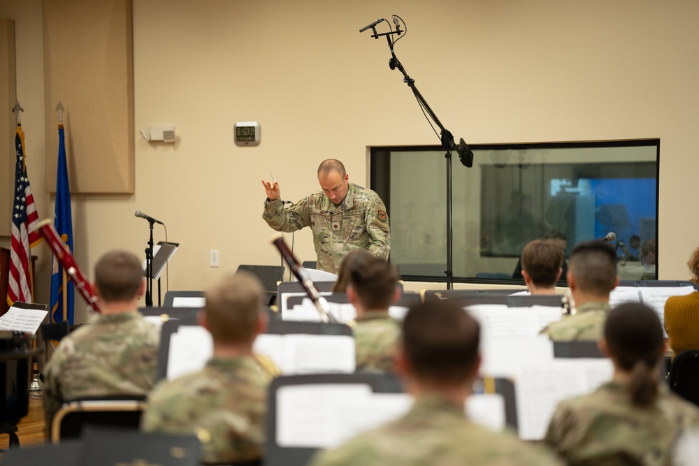 The United States Air Force Band of the West reherses for Holiday in Blue.