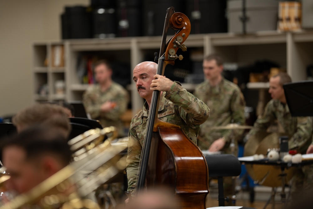 The United States Air Force Band of the West reherses for Holiday in Blue.